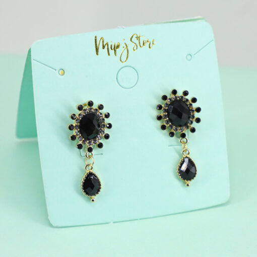 Black Drop Studs Earing With 925 Silver Tip
