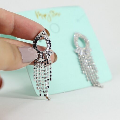 Crystal tassel earing silver (chandi) tip (dandi)