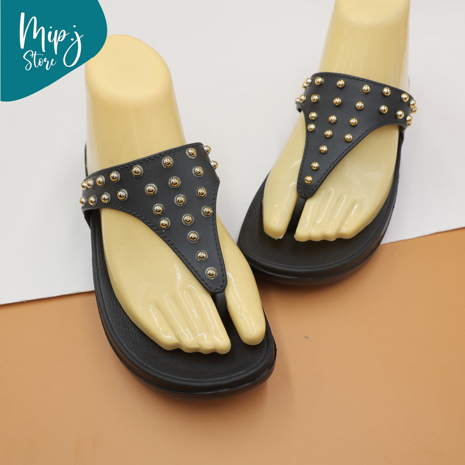 Golden dot flip flop for ladies
