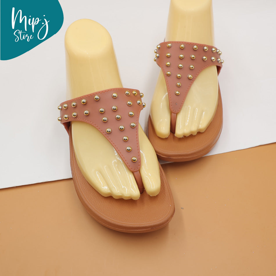 Golden dot flip flop for ladies