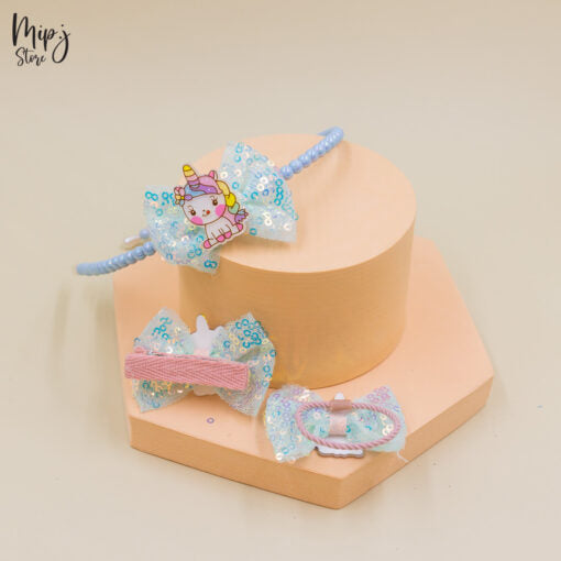 Hairband 3p Set Unicorn Rainbow
