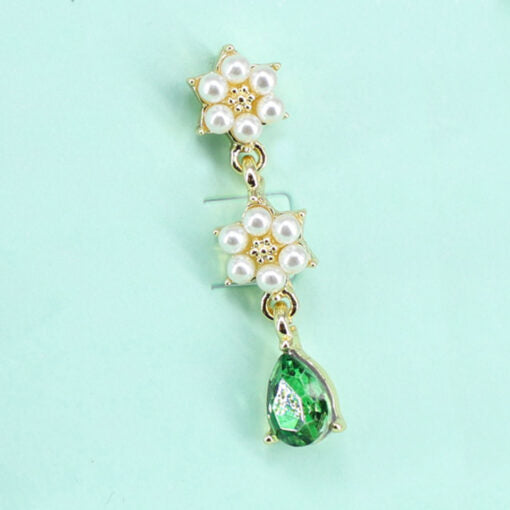 Green Drop Earing With 925 Silver Tip