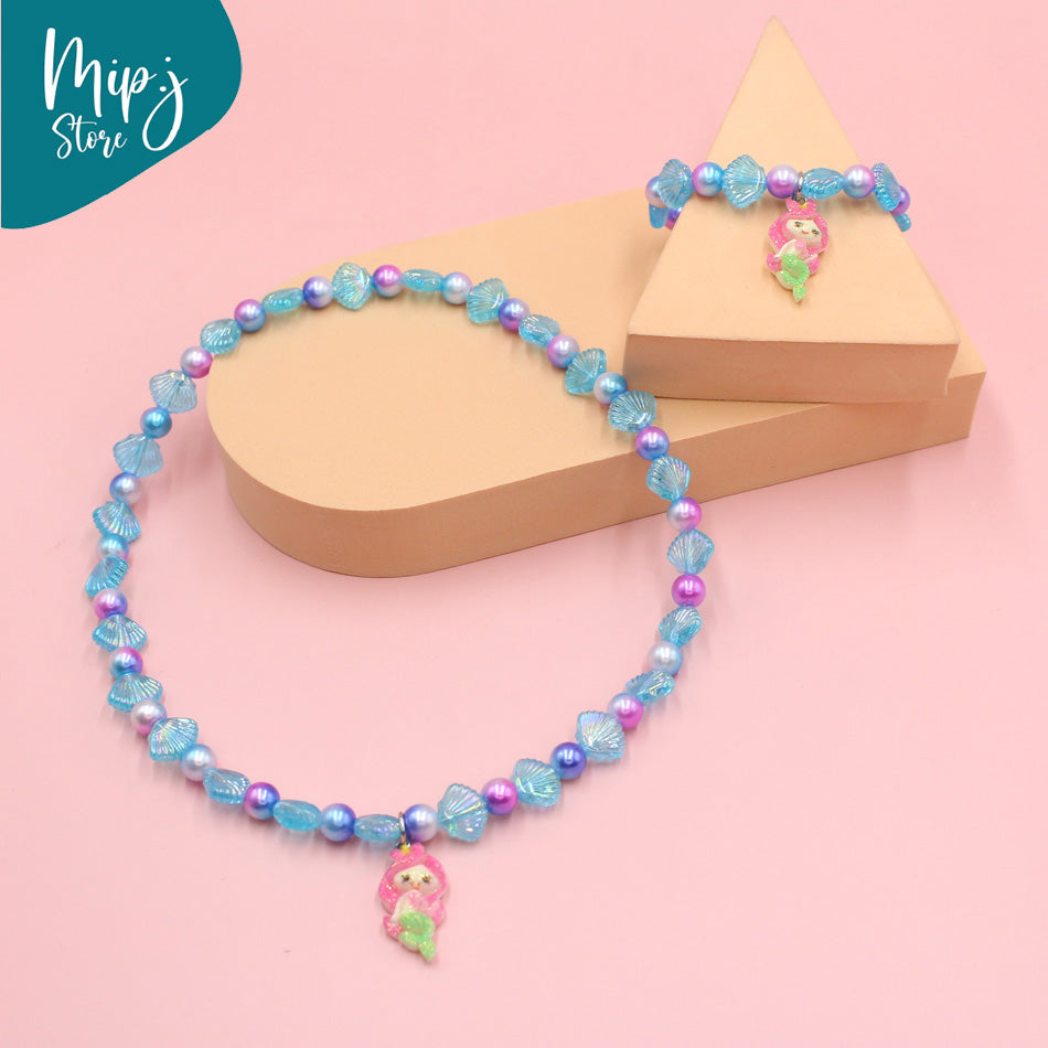 Mermaid shell necklace and bracelet set