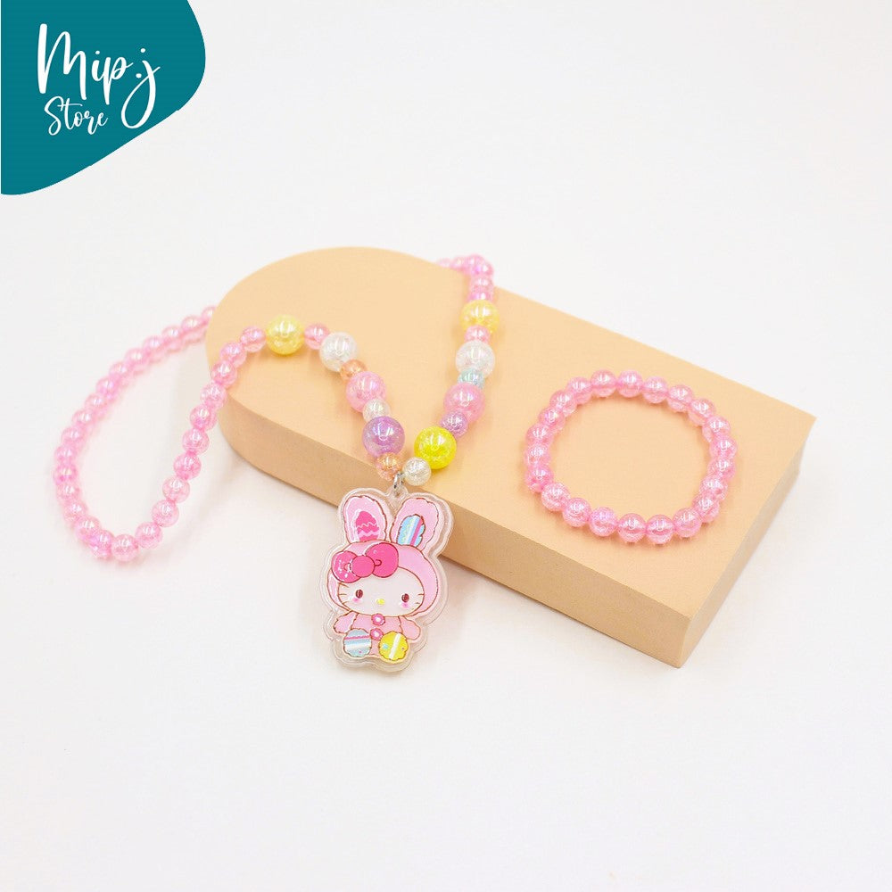 My melody glittery LED light necklace and bracelet set