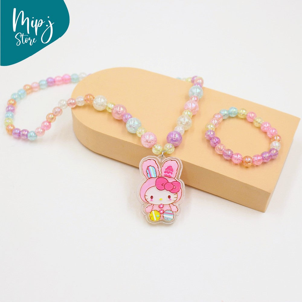 My melody glittery LED light necklace and bracelet set