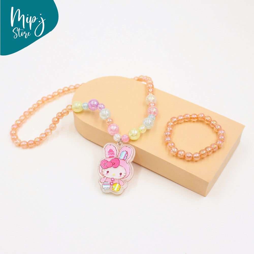 My melody glittery LED light necklace and bracelet set