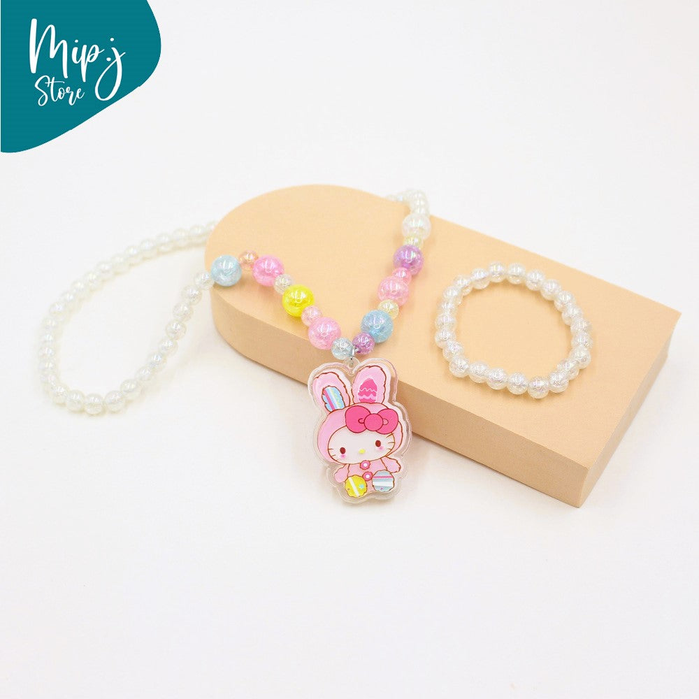 My melody glittery LED light necklace and bracelet set