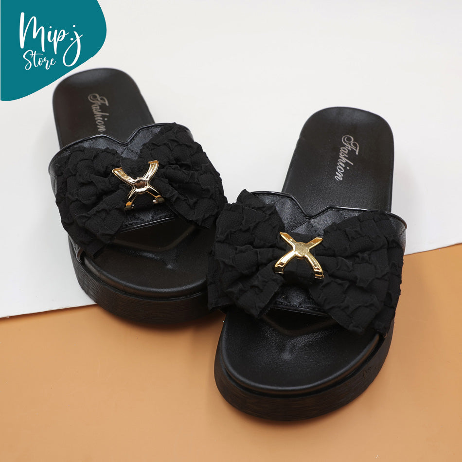 Net Bow cross slippers for ladies