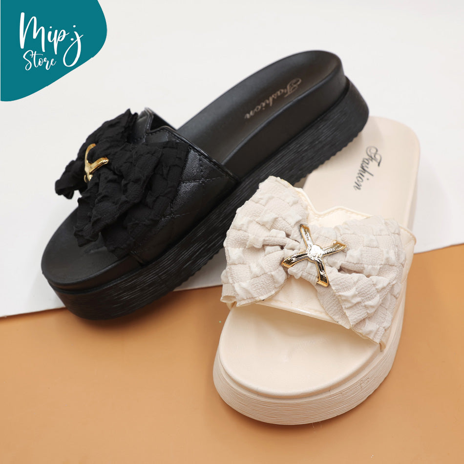 Net Bow cross slippers for ladies