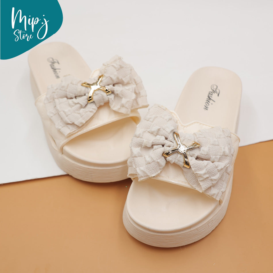 Net Bow cross slippers for ladies