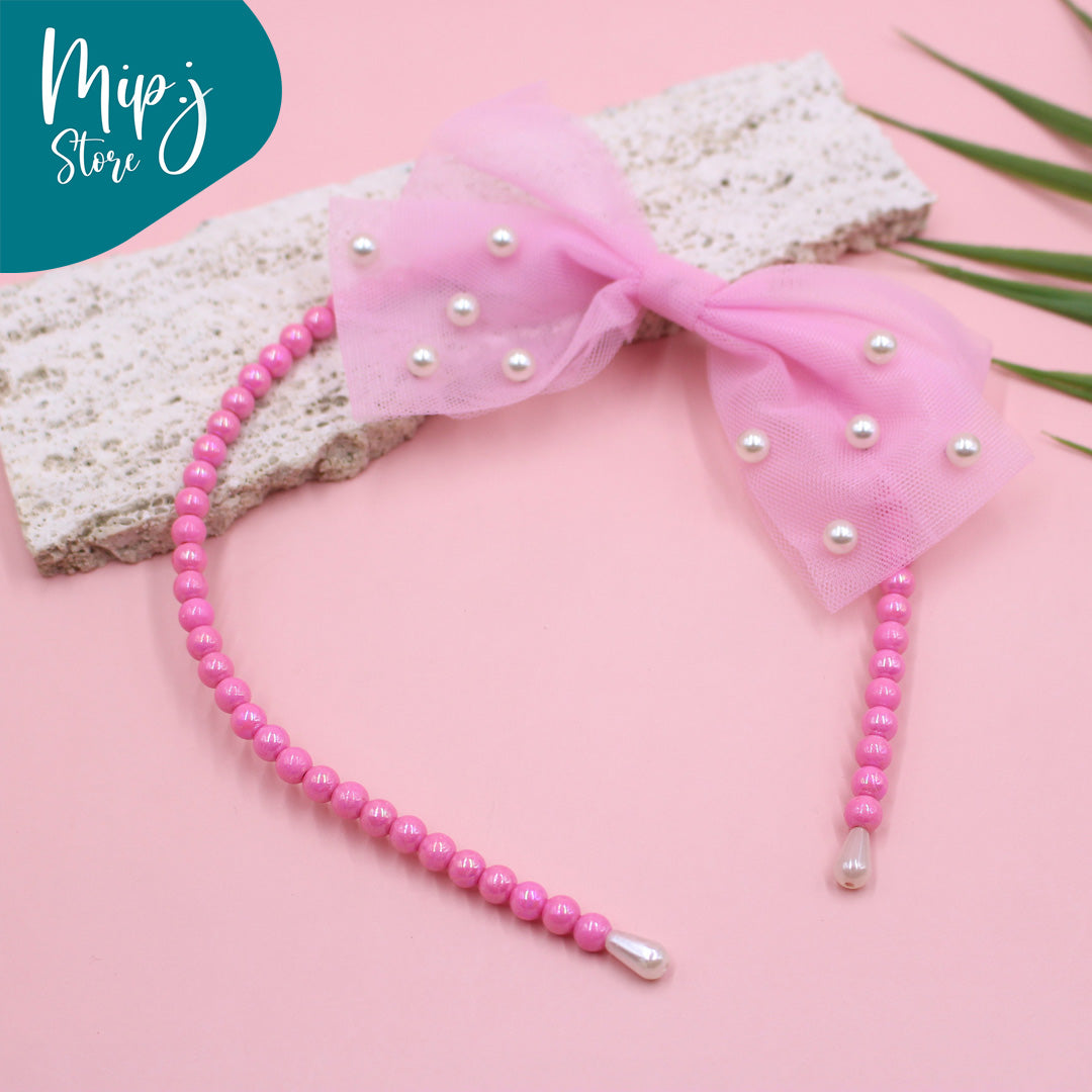 Pearl net bow hair band