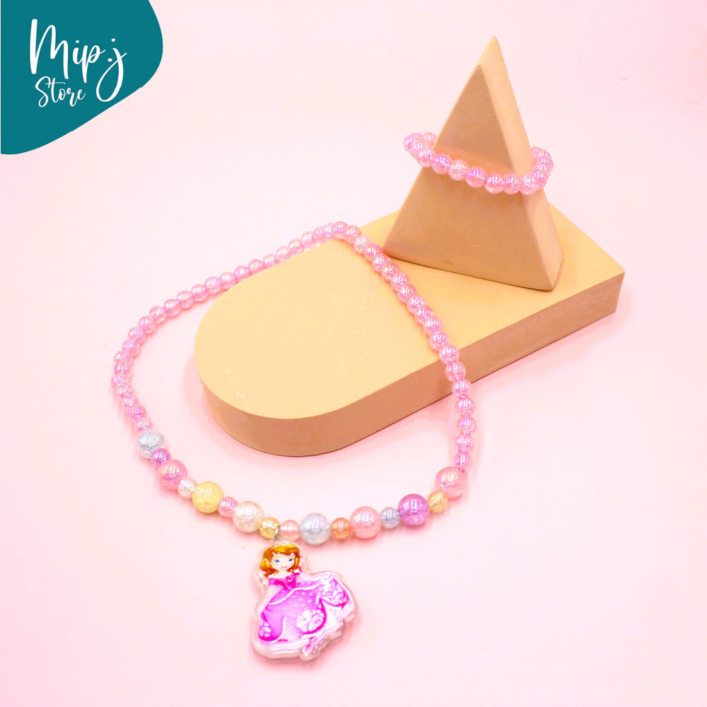 Princess glittery LED light necklace and bracelet set