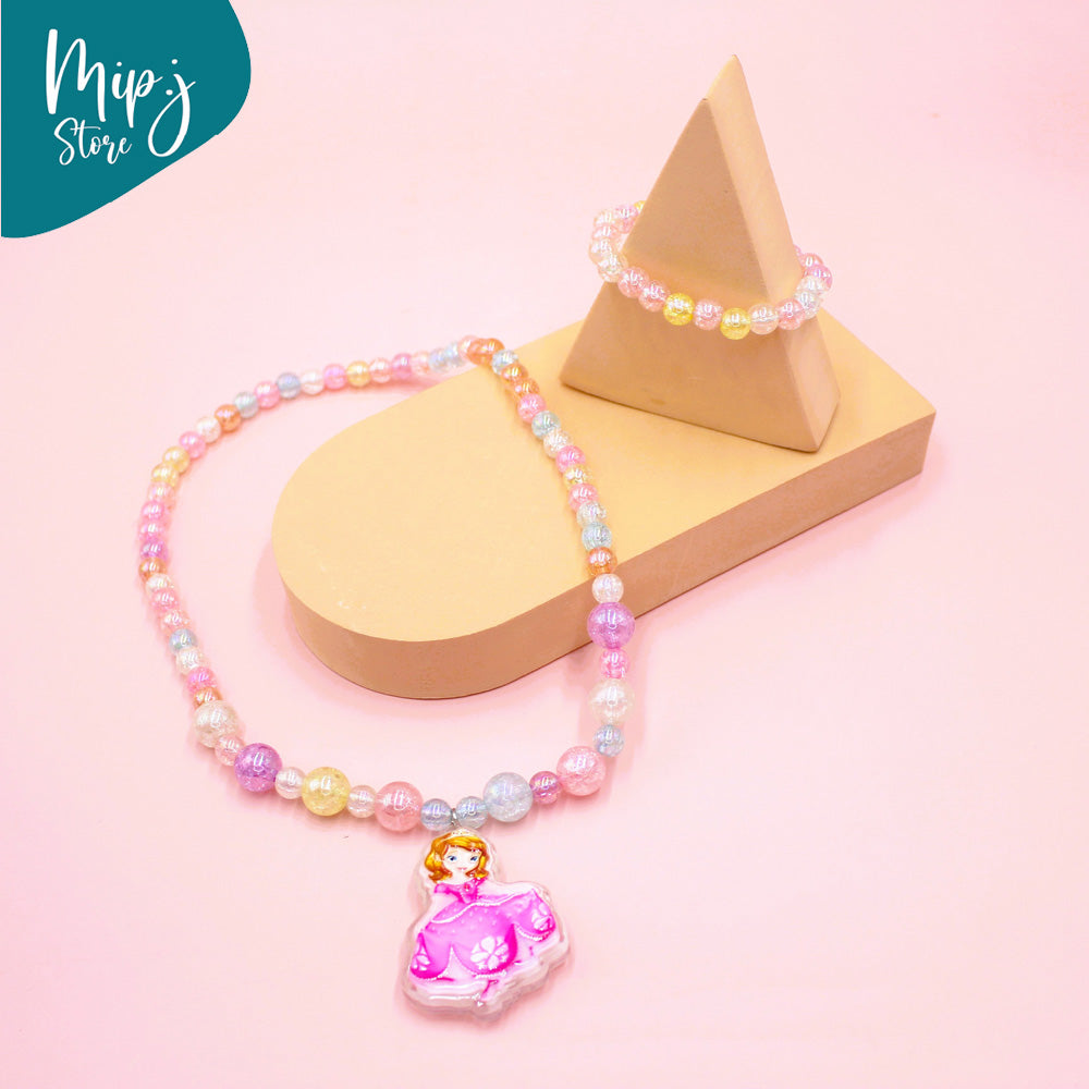Princess glittery LED light necklace and bracelet set