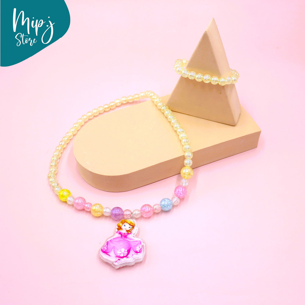 Princess glittery LED light necklace and bracelet set