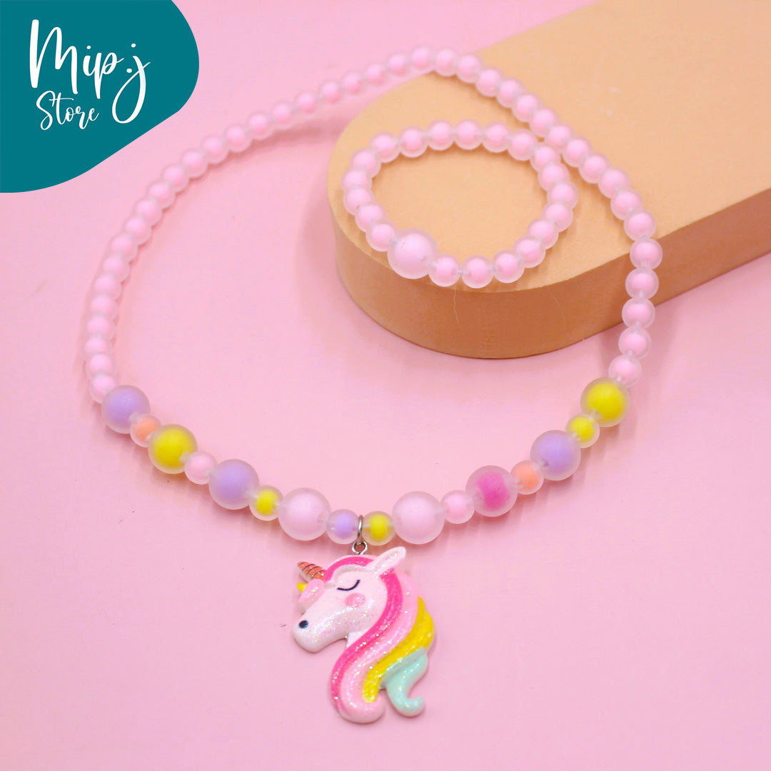 Rainbow unicorn jewellery set for little girls
