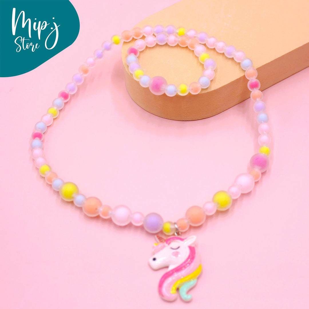 Rainbow unicorn jewellery set for little girls