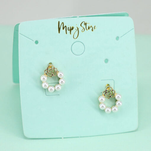 Rose foux pearl studs earing with 925 silver tip