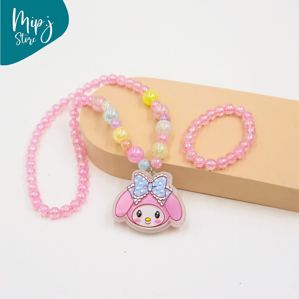 Sanrio glittery LED light necklace and bracelet set