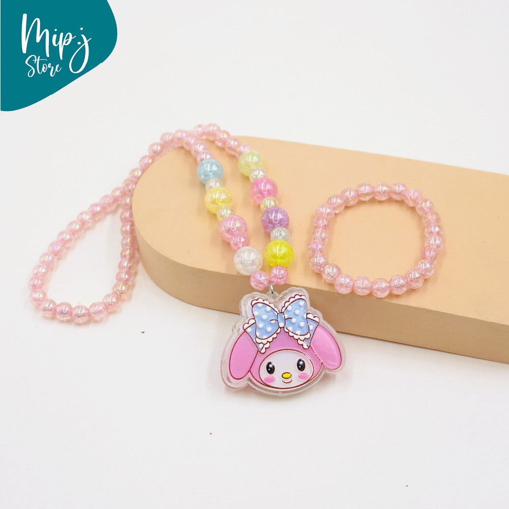 Sanrio glittery LED light necklace and bracelet set
