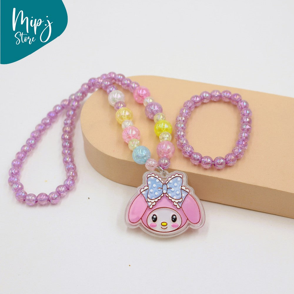 Sanrio glittery LED light necklace and bracelet set