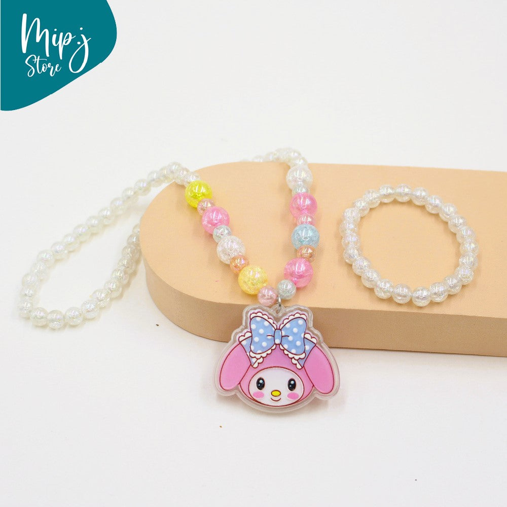 Sanrio glittery LED light necklace and bracelet set