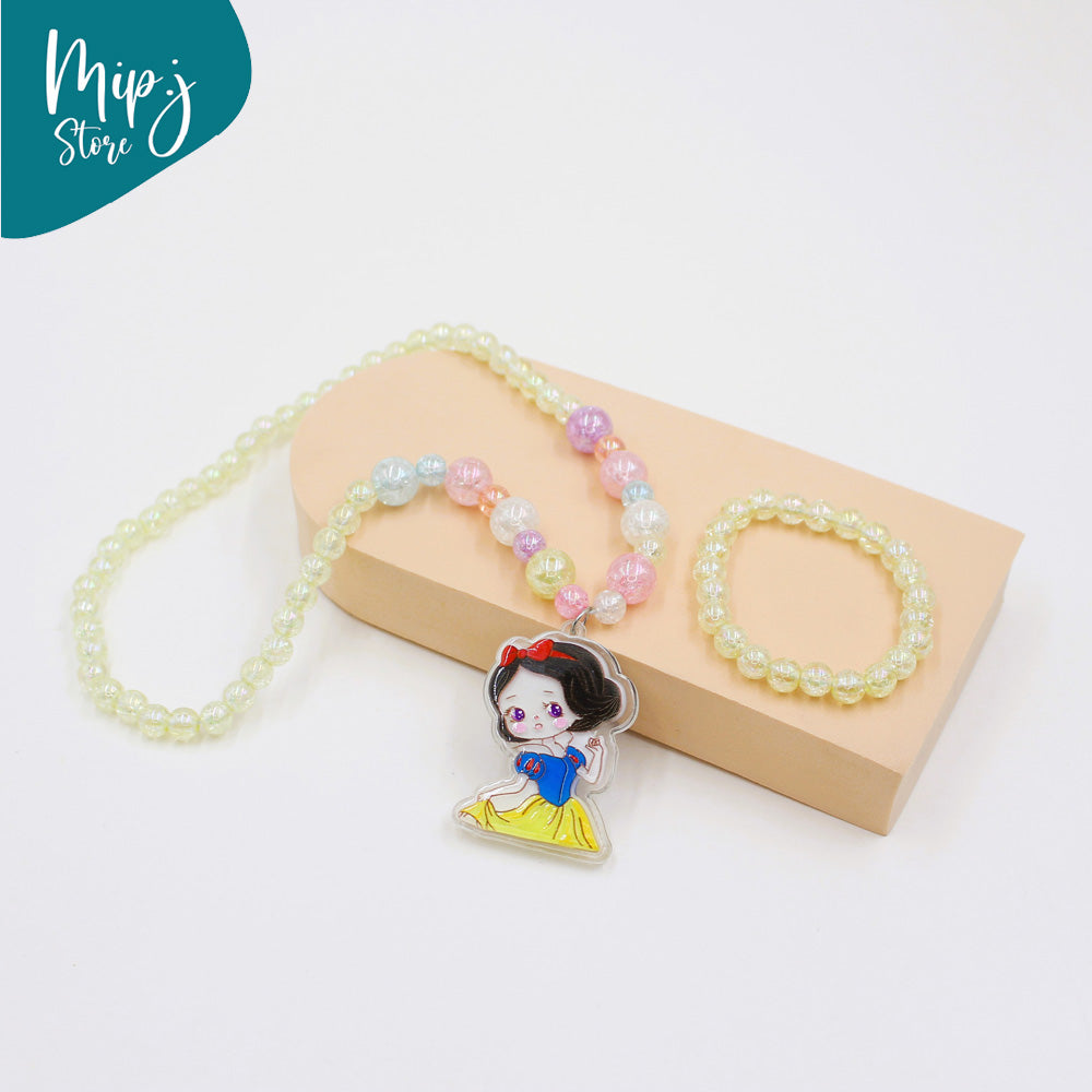 Snow white glittery led light necklace and bracelet set