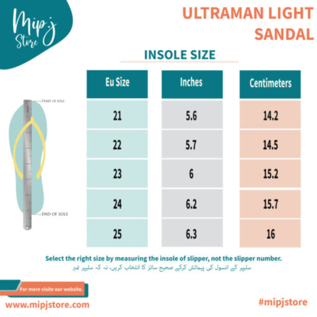 ultraman light sandal size chart
