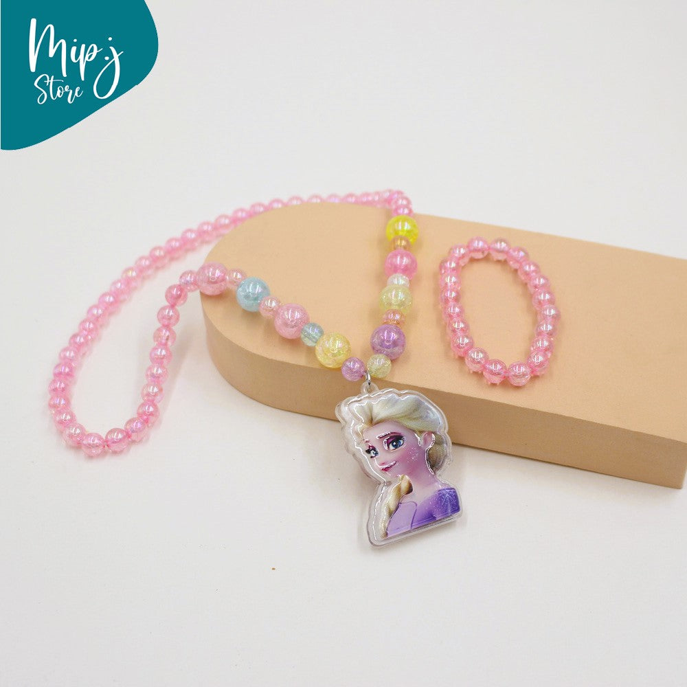 Anna frozen glittery LED light necklace and bracelet set