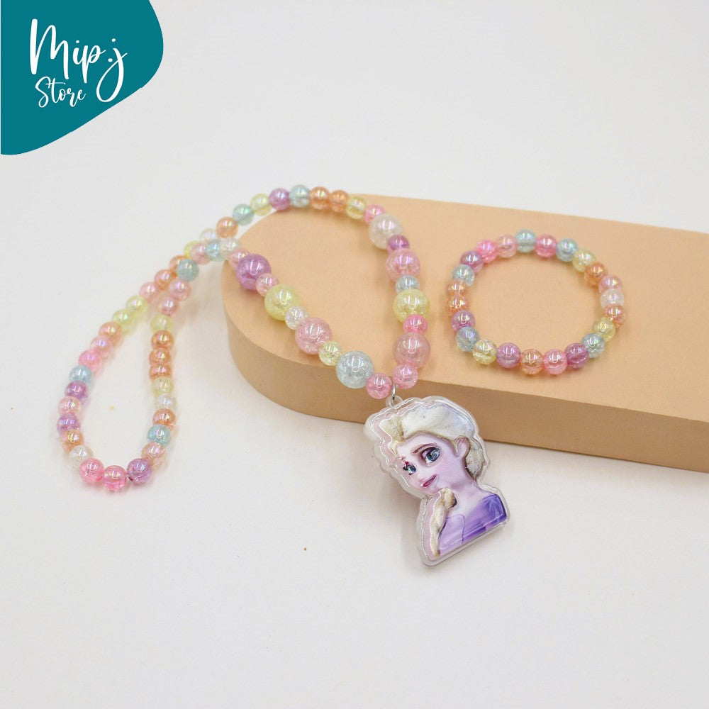 Anna frozen glittery LED light necklace and bracelet set