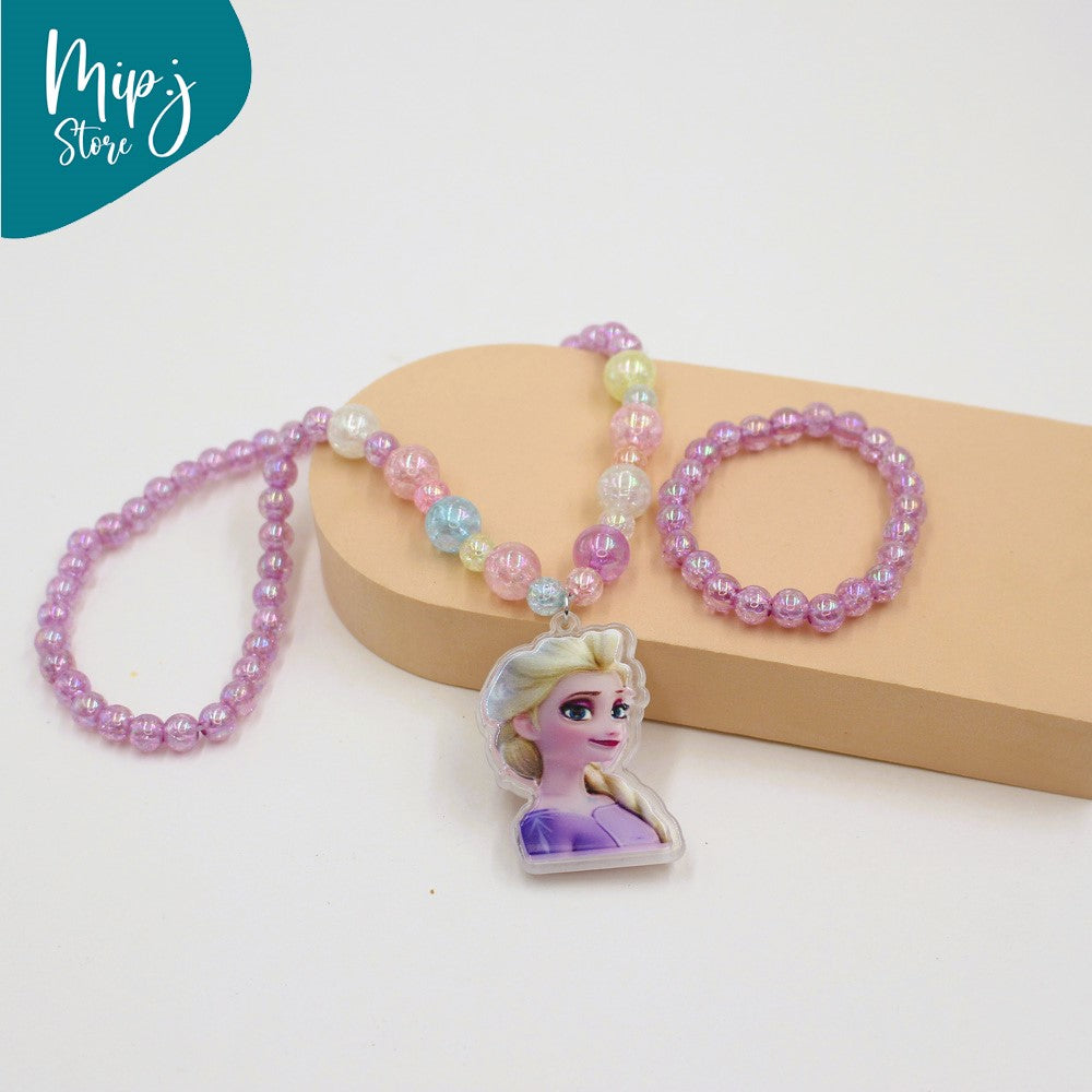 Anna frozen glittery LED light necklace and bracelet set