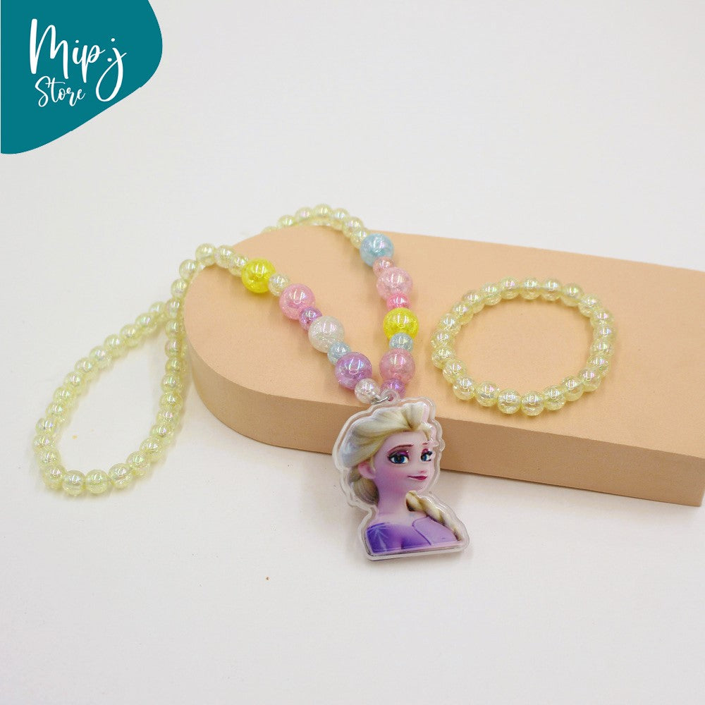Anna frozen glittery LED light necklace and bracelet set