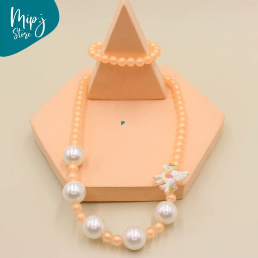 Unicorn Big Pearl Bracelet & Necklace set