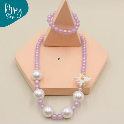 Unicorn Big Pearl Bracelet & Necklace set