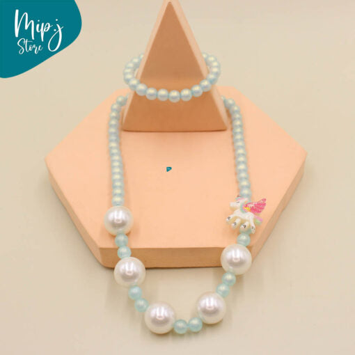 Unicorn Big Pearl Bracelet & Necklace set