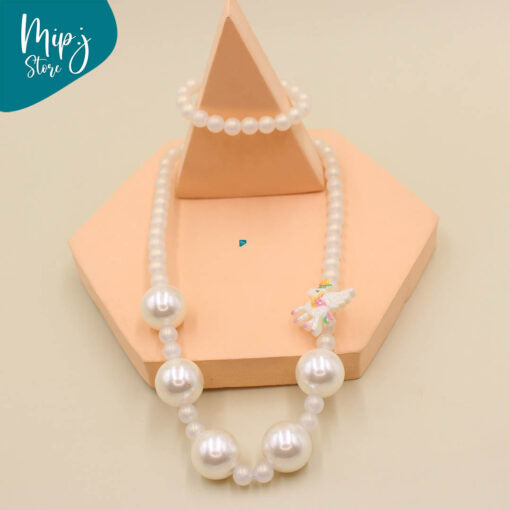Unicorn Big Pearl Bracelet & Necklace set