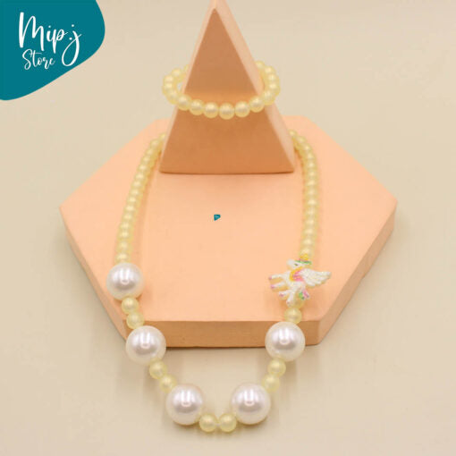 Unicorn Big Pearl Bracelet & Necklace set