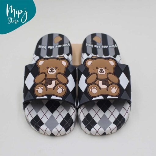 Branded Bear Check Slippers for kids
