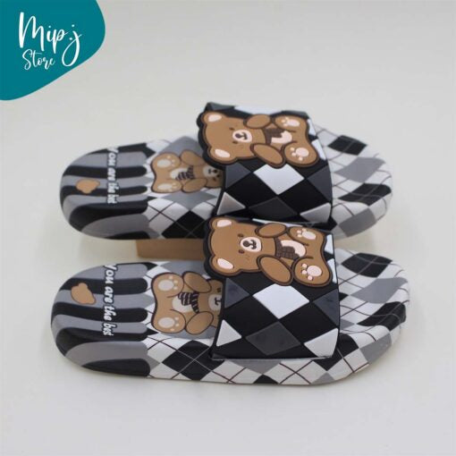 Branded Bear Check Slippers for kids