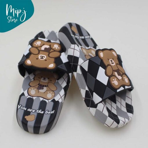 Branded Bear Check Slippers for kids