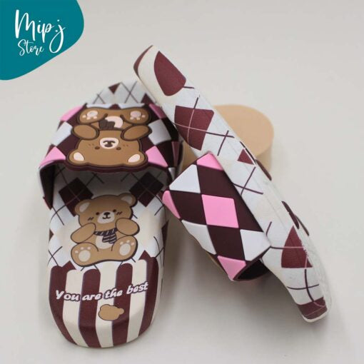 Branded Bear Check Slippers for kids
