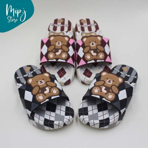 Branded Bear Check Slippers for kids