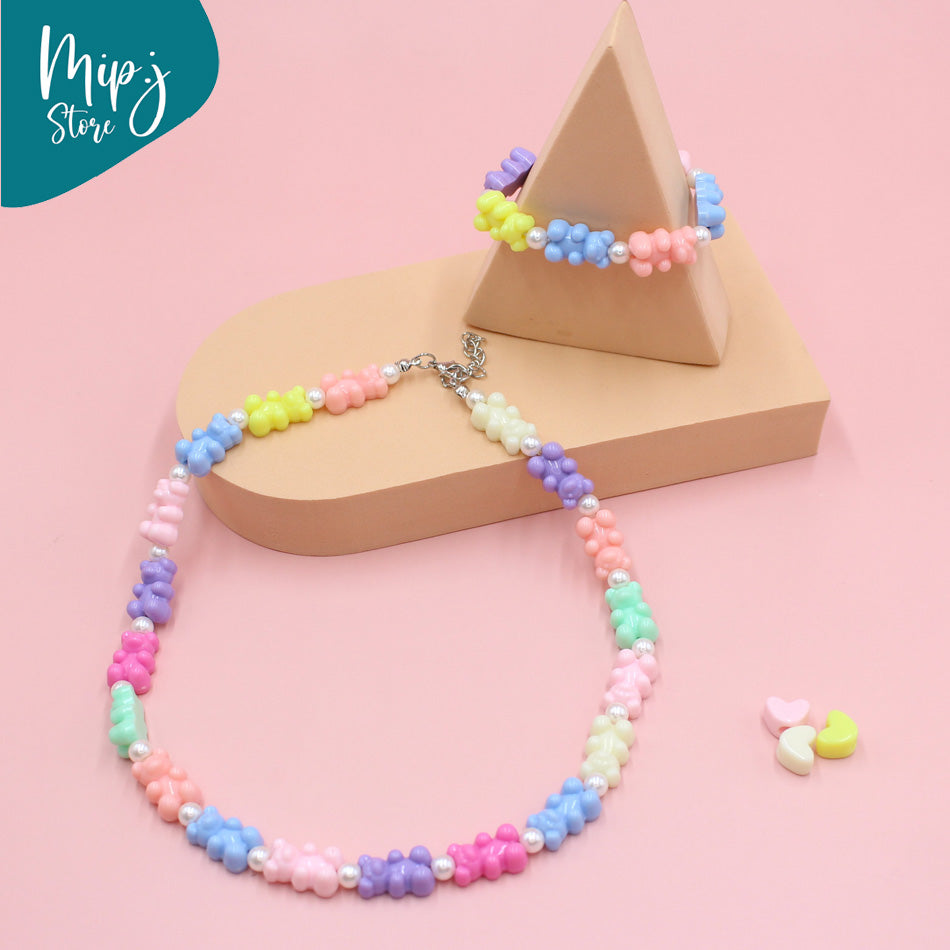 Cute Bear necklace and bracelet set
