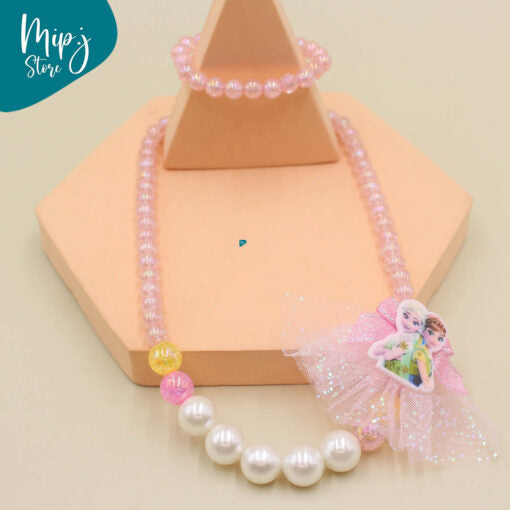 Glitter disney princess necklace bracelet set