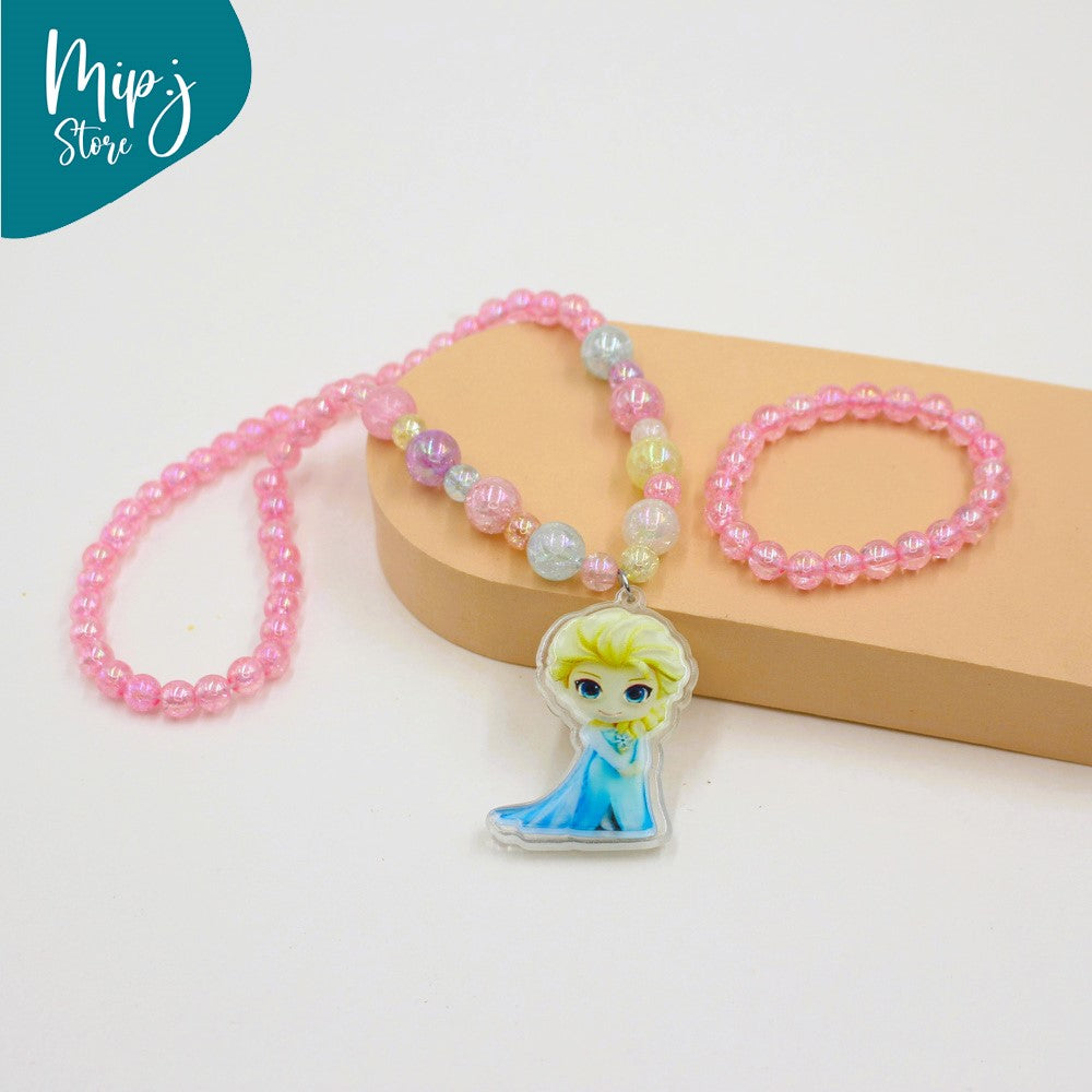 Elsa frozen glittery LED light necklace and bracelet set