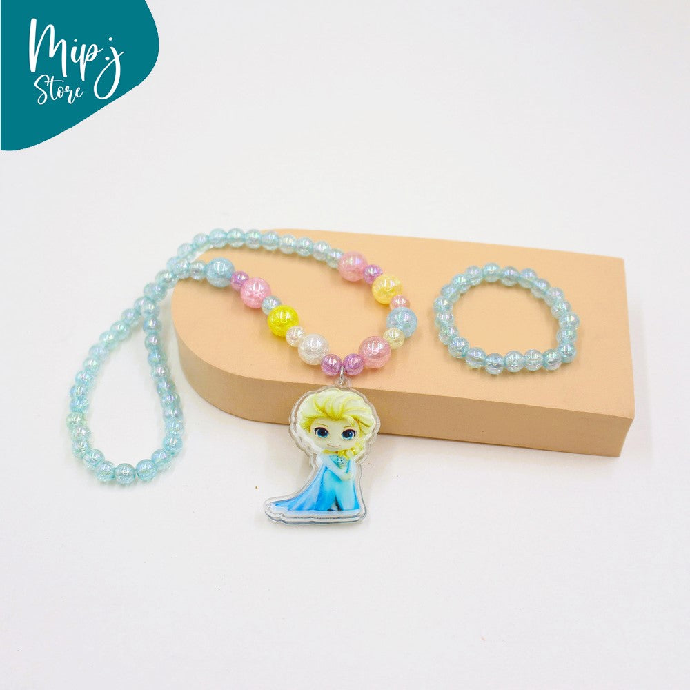 Elsa frozen glittery LED light necklace and bracelet set