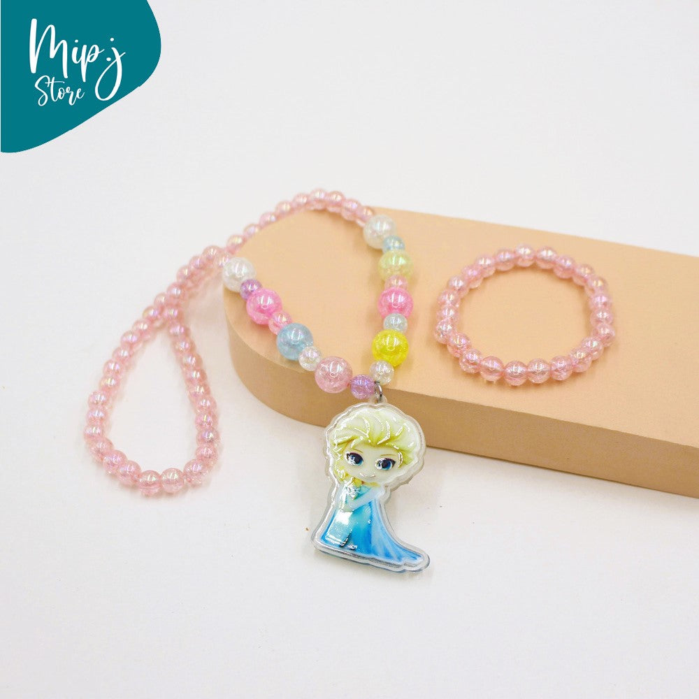 Elsa frozen glittery LED light necklace and bracelet set