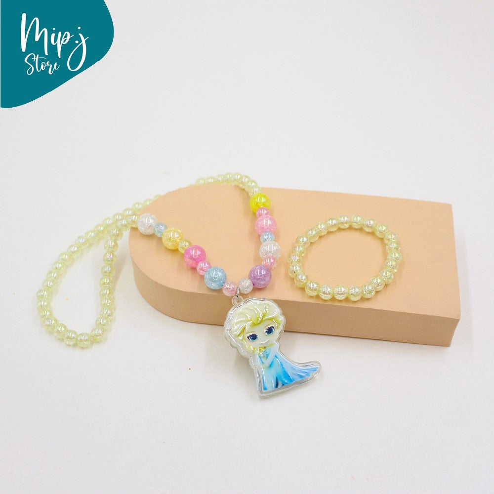 Elsa frozen glittery LED light necklace and bracelet set