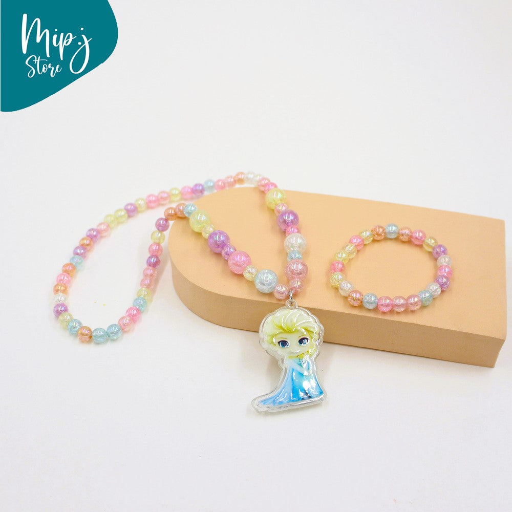 Elsa frozen glittery LED light necklace and bracelet set