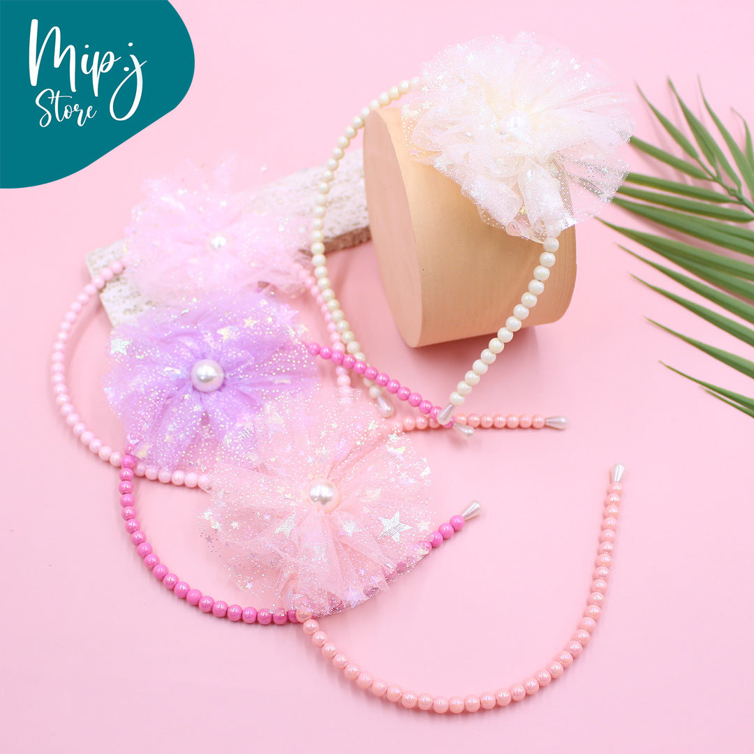 hairband shine pearl flower