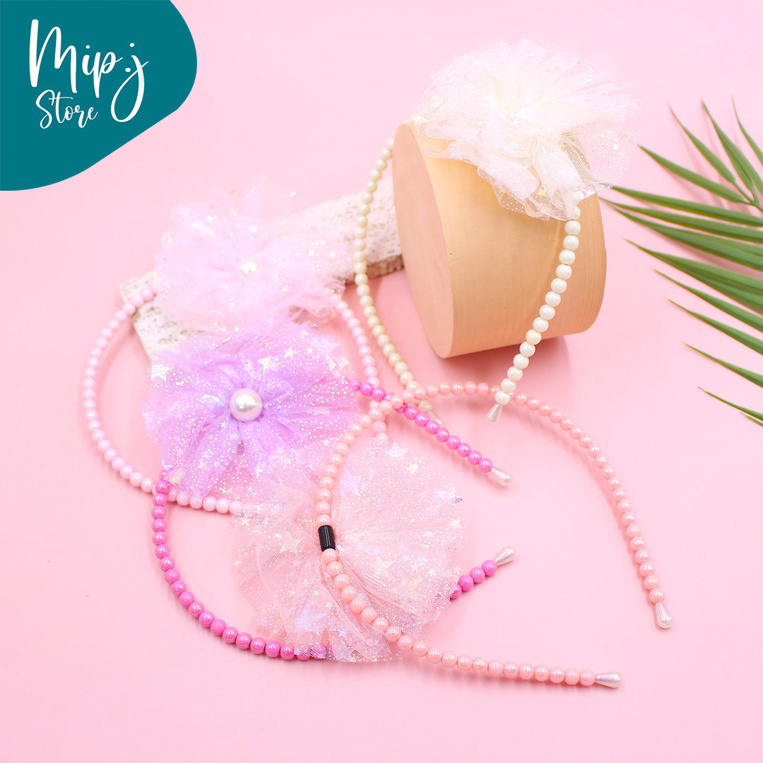 hairband shine pearl flower
